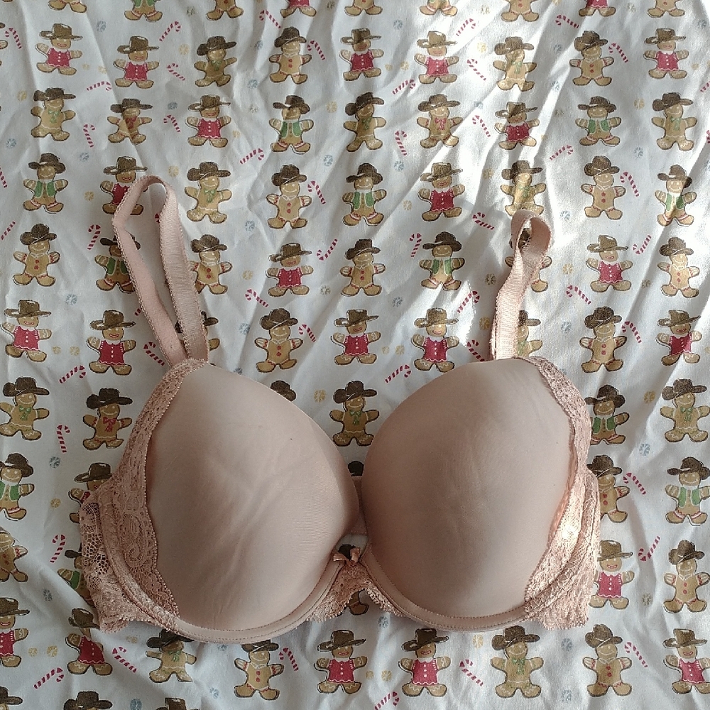Elegant Lace Trimmed Bra - Cream